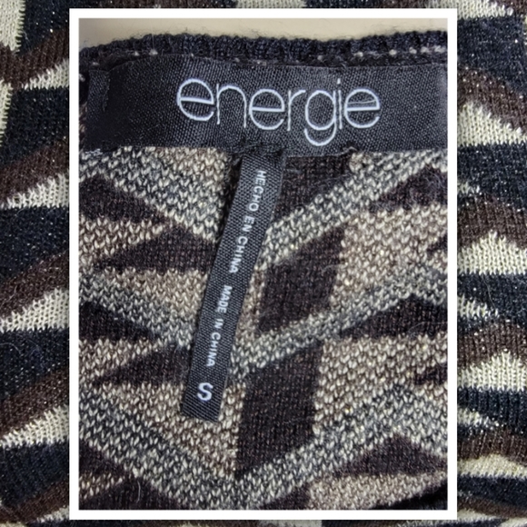 Energie women's S lightweight pullover geometric sweater black brown tan… - Picture 4 of 5